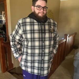 NFL Black and White Plaid Shirt with Vikings Logo